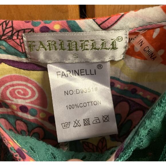 Farinelli Dress Juniors Small Eclectic w/ Spaghetti Straps Colorful Lace & Charm - Picture 3 of 11
